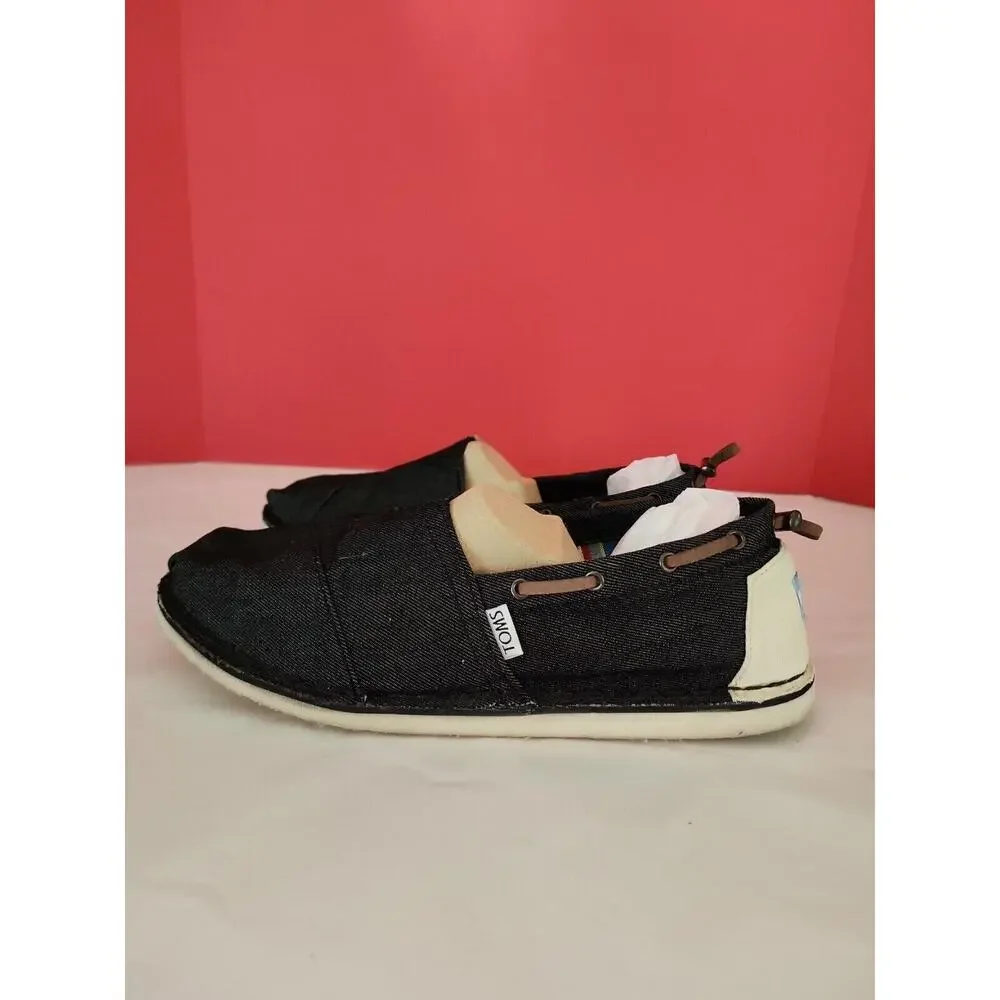 TOMS Men Denim Bimini Canvas Shoes, Size 9M, black Slip On